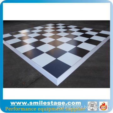 Portable black and white pvc dance floor